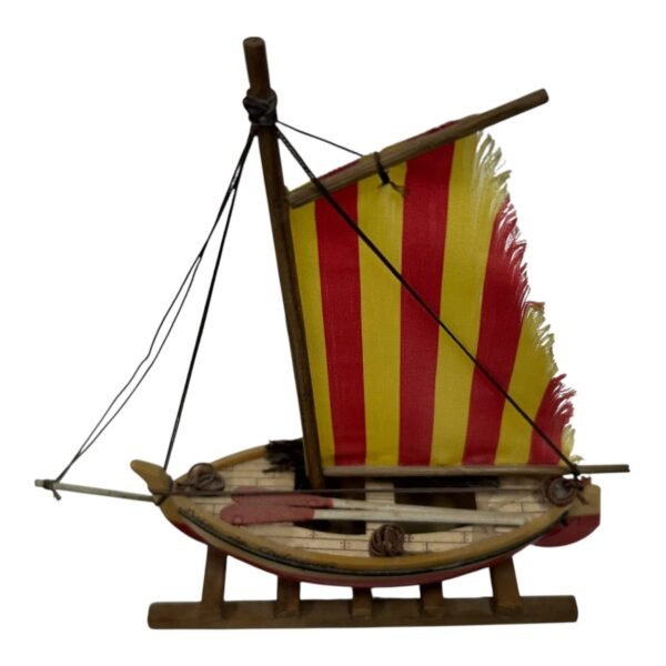 Vintage Handmade Wooden Sailboat Decoration 1990s