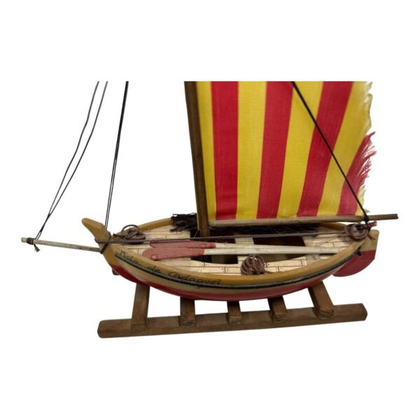 Vintage Handmade Wooden Sailboat Decoration 1990s