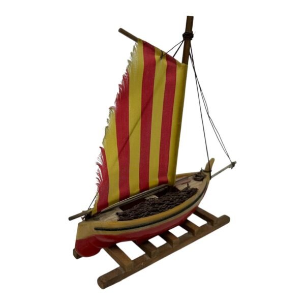 Vintage Handmade Wooden Sailboat Decoration 1990s
