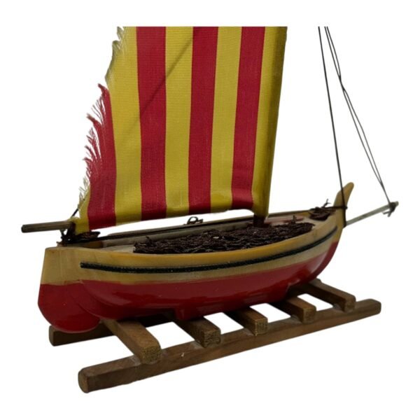 Vintage Handmade Wooden Sailboat Decoration 1990s