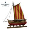Vintage Handmade Wooden Sailboat Decoration 1990s