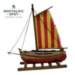 Vintage Handmade Wooden Sailboat Decoration 1990s