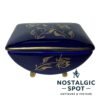 Vintage Porcelain Jewelry Box with Cobalt 14 karat Gold Painting Czechoslovakia 1960s Signed