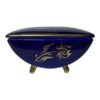Vintage Porcelain Jewelry Box with Cobalt 14 karat Gold Painting Czechoslovakia 1960s Signed
