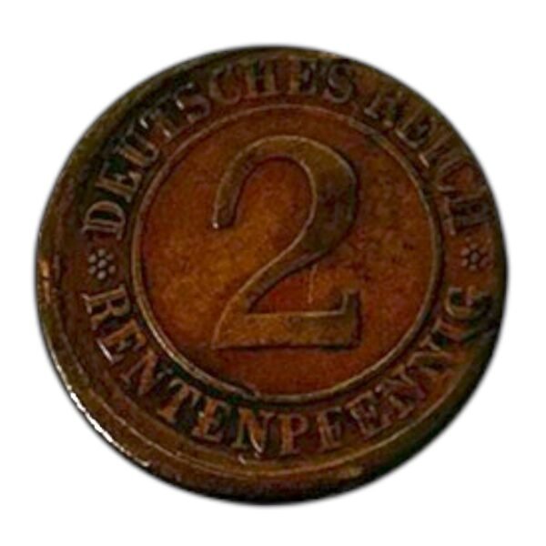 Rare 2 Rentenpfennig Germany Coin 1924