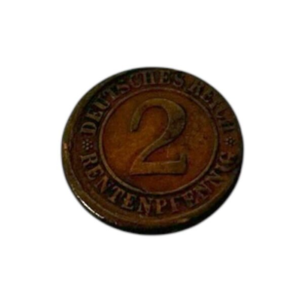 Rare 2 Rentenpfennig Germany Coin 1924
