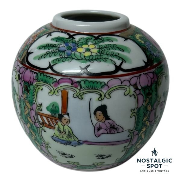 Vintage Chinese Porcelain Jar Hand Painted Enameled Vase 1 Vintage Chinese Porcelain Jar Hand Painted Enameled Vase