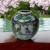 Vintage Chinese Porcelain Jar Hand Painted Enameled Vase 2 Vintage Chinese Porcelain Jar Hand Painted Enameled Vase