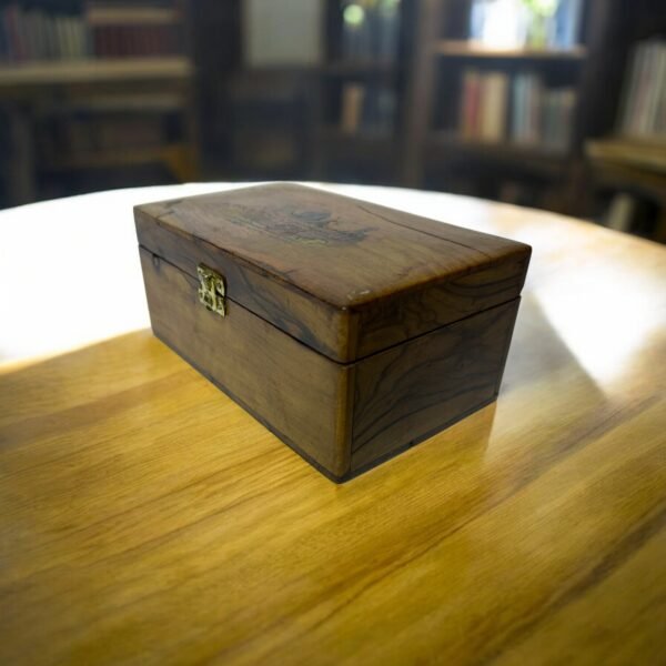 Vintage Jerusalem Trinket Box Wooden Hand Painted Jewelry Olive Wood