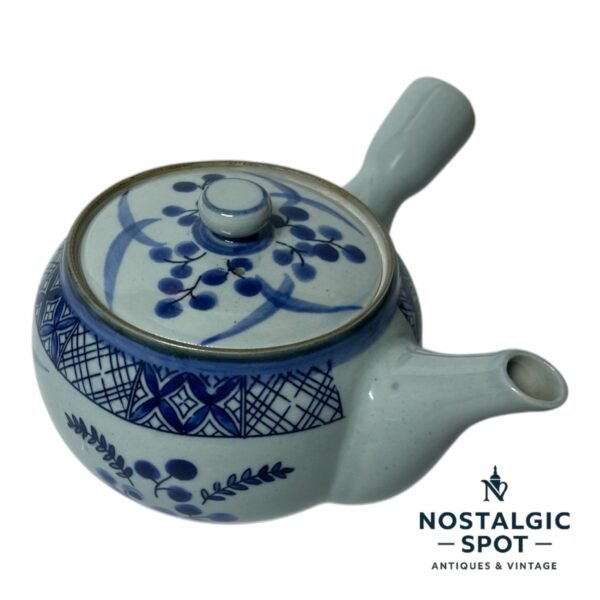 Vintage Old Chinese Porcelain Teapot Decorated White & Blue Signed